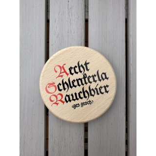 Schlenkerla Holz Biergartendeckel farbig Schriftzug